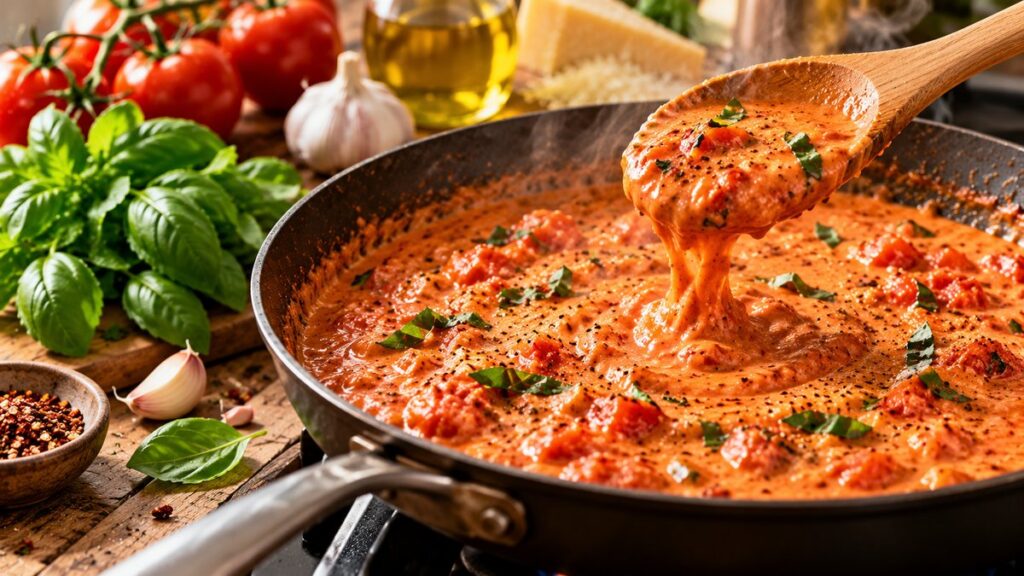 Creamy Tomato Basil Pasta in 25 Minutes - chart illustration
