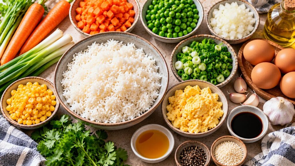 Easy Vegetable Fried Rice with Egg - chart illustration