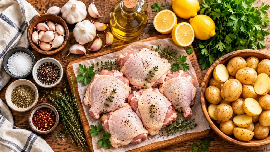 One-Pan Lemon Garlic Chicken and Potatoes - illustration